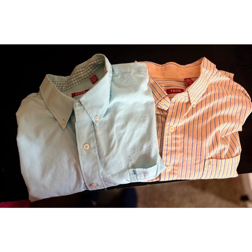 Izod Men's Long Sleeve 100% Cotton Button Down 2‎ Shirt Bundle Size XXL